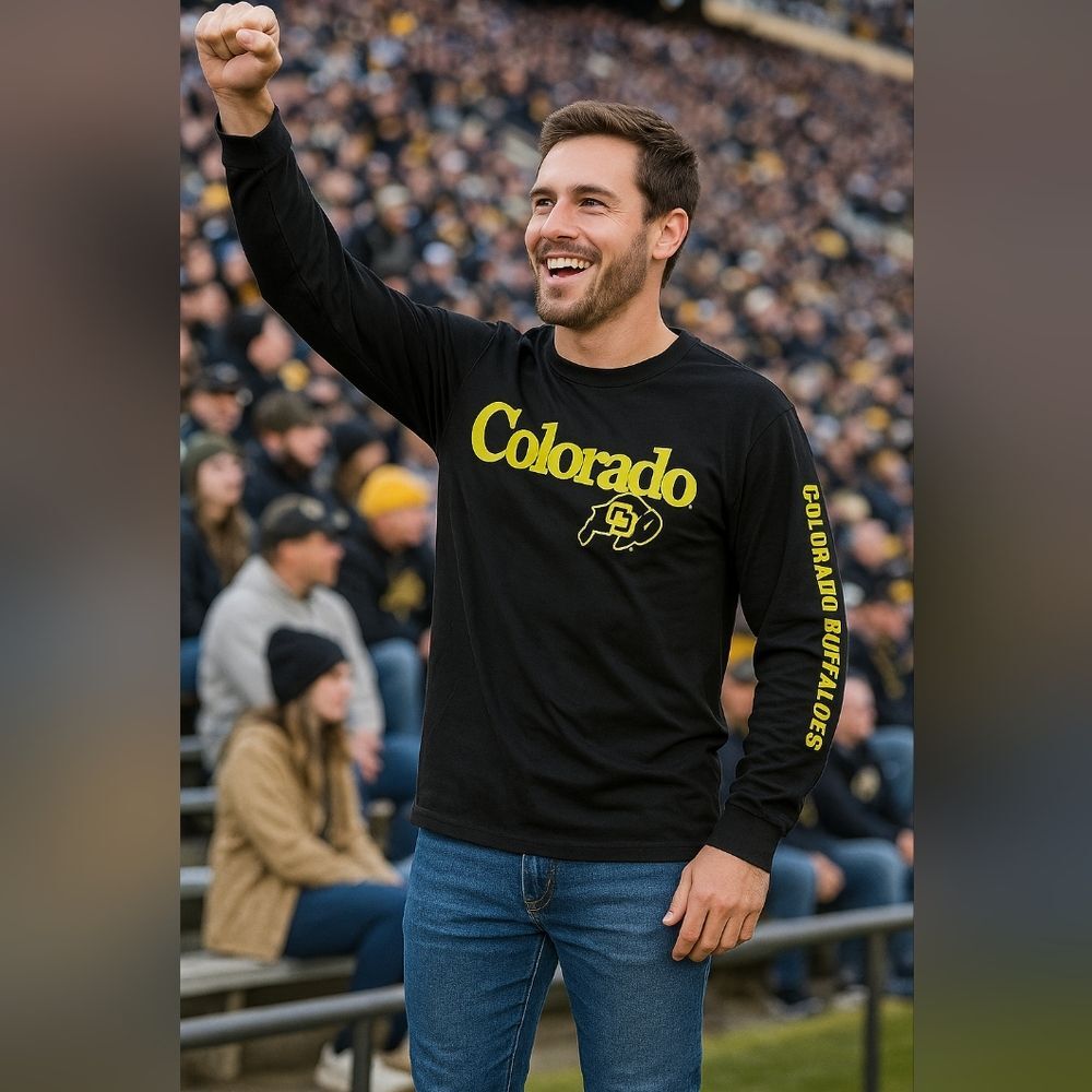Colorado Buffaloes Gear Brand Licensed Long Sleeve Black Shirt Vintage Large